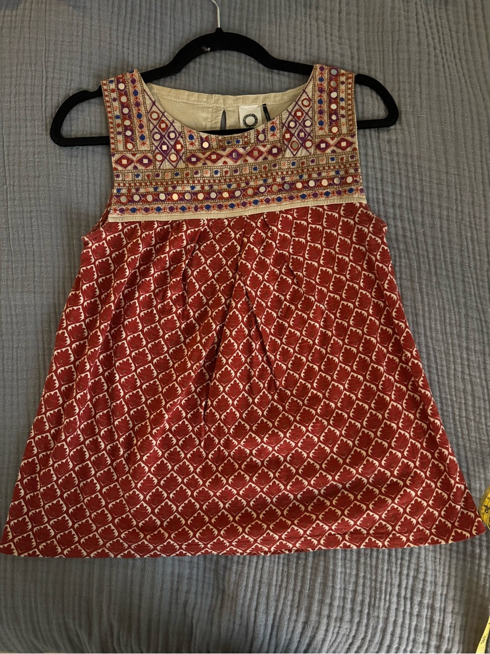 Akemi + Kin Anthropologie Embroidered Mirror Cotton Tank Top S